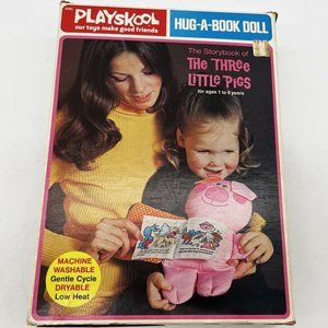 Vtg 1974 Playskool Soft Three Little Pigs Pink Hug a Book Doll-NWOT-Original Box